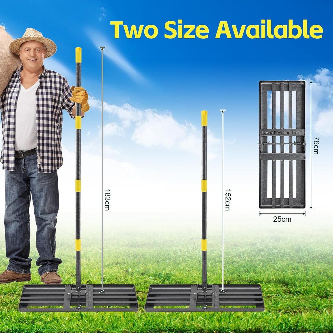 Rasenrechen Gross 152cm Metall, Planierrechenschiene 76cm Boden-Nivelliergerät Rasenschleppe zum Ein