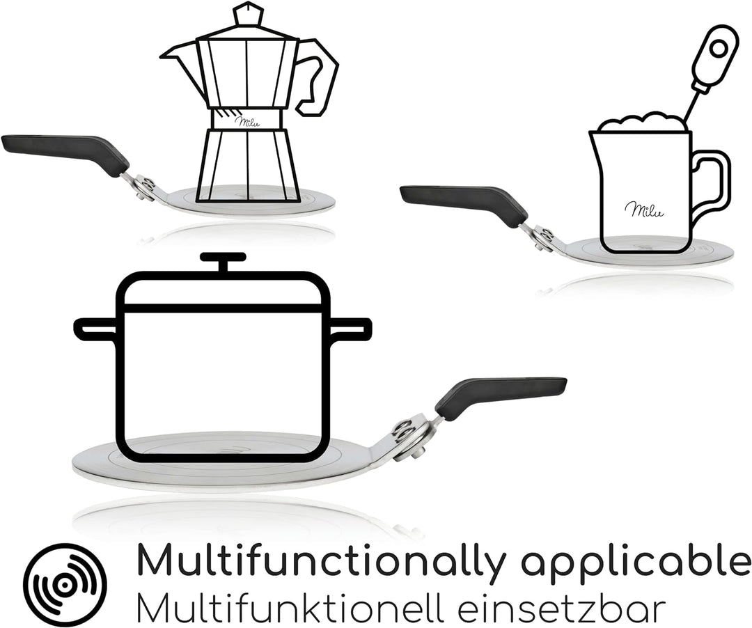Milu Induktion Adapterplatte 13cm Edelstahl – Adapter Espressokocher I Verwendung von Moka Kochgesch
