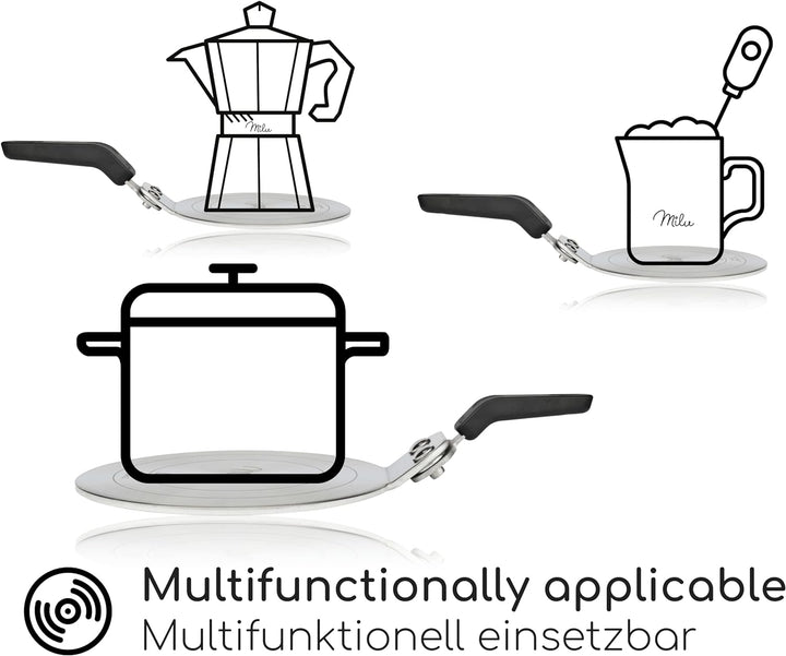 Milu Induktion Adapterplatte 13cm Edelstahl – Adapter Espressokocher I Verwendung von Moka Kochgesch