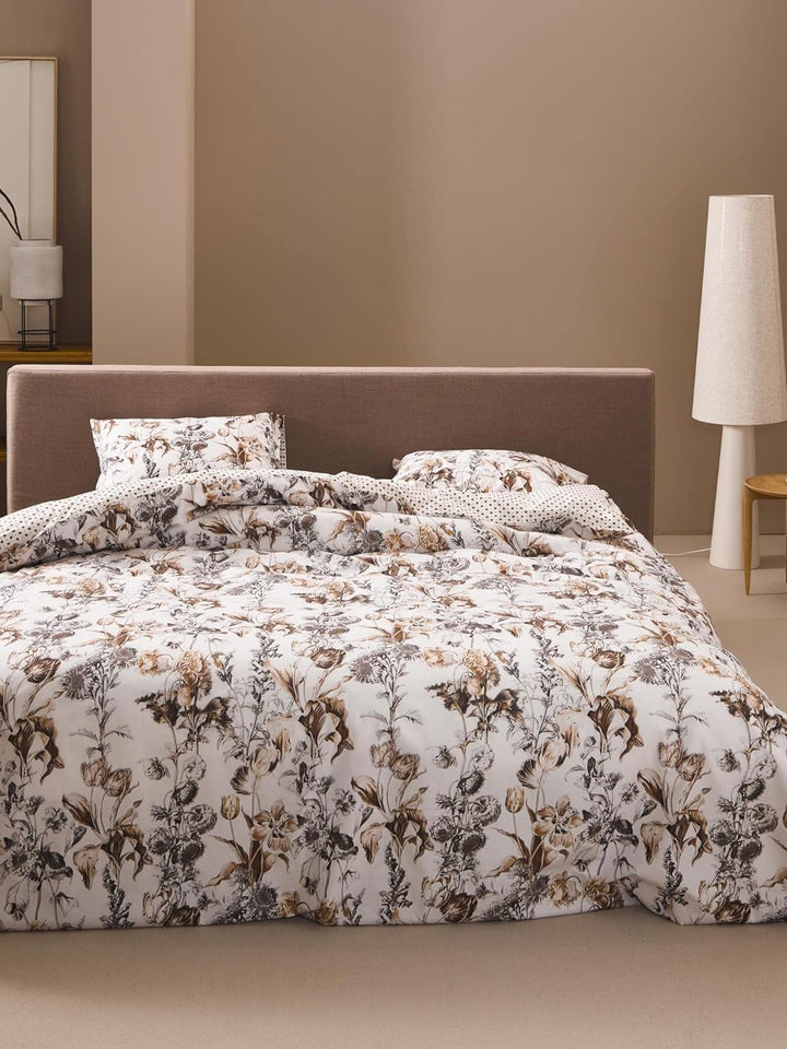 ESSENZA Bettwäsche Jackie Blumen Baumwolle Perkal Vanilla, 155x220 + 1 x 80x80 cm