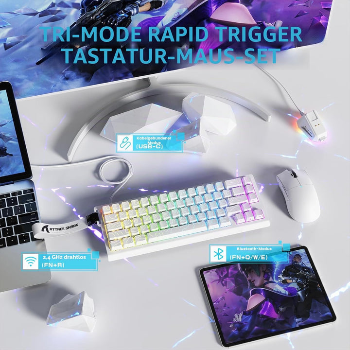 MAMBASNAKE × Attack Shark kabellose Tastatur und Maus mit magnetschaltern, 8-kHz-Rapid-Trigger-Tasta