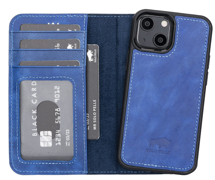 Solo Pelle Lederhülle kompatibel für iPhone 13 Mini in 5.4 Zoll abnehmbare Hülle (2in1) inkl. Karten