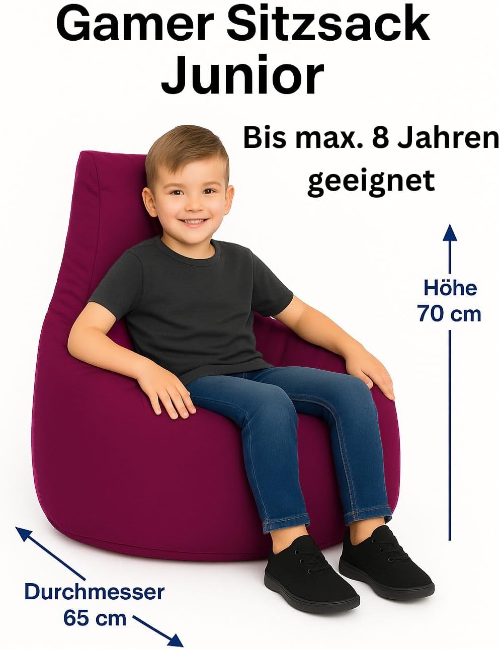 PATCH HOME Gamer Kissen & Lounge Sitzsack – befüllbar mit Reissverschluss, gefüllt mit Styropor, gee