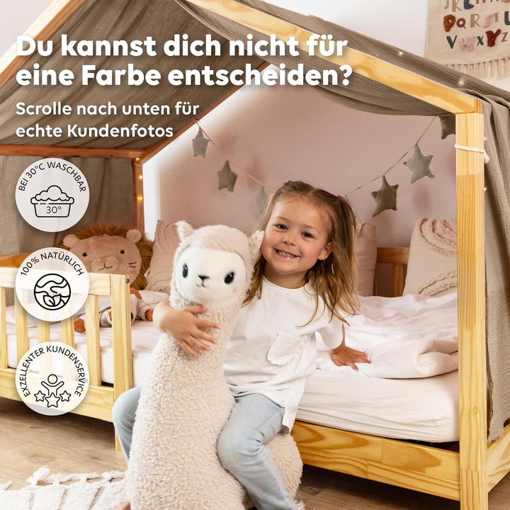lilimaus Hausbett Himmel - 100% Baumwolle Betthimmel aus Musselin - Hausbett Deko - Geschenk Mädchen
