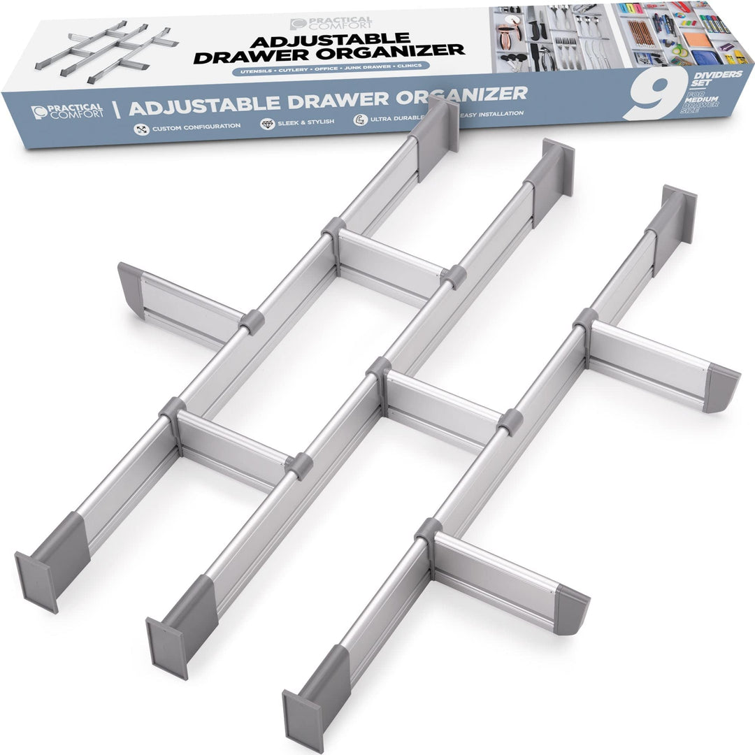 Schubladen-Organizer, Verstellbarer Schubladeneinsatz aus Aluminium für Clutter-Freie Küche, Schubla