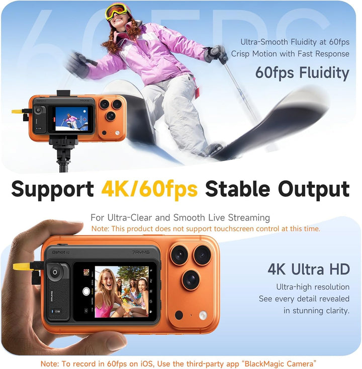 7RYMS Qshot V2 Kabelgebundener Selfie-Monitor für iPhone 17/16 & Android, Magnetischer Smartphone Mo