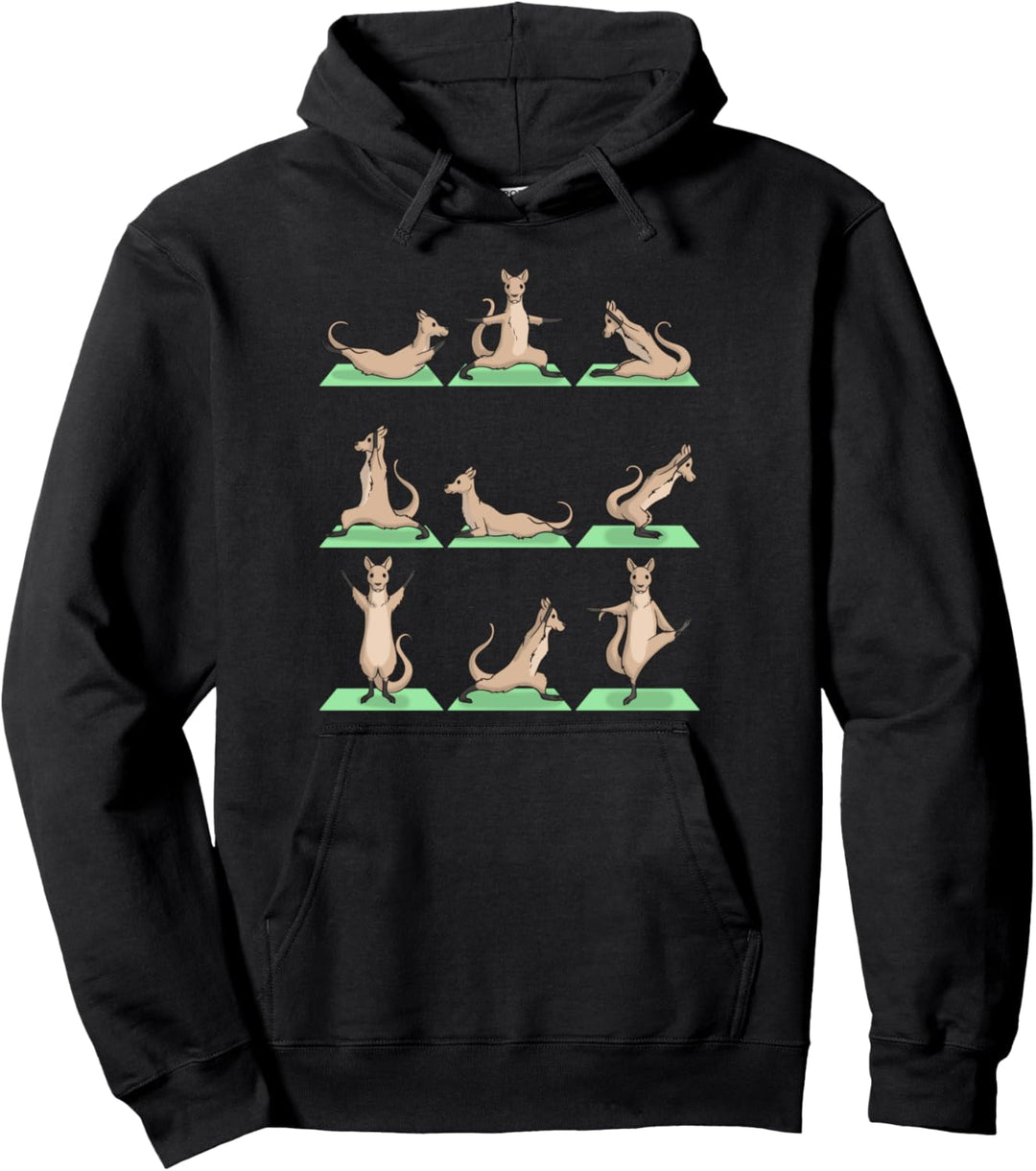 Kangaroo Yoga Pose Zen Cute Workout Exercise Yogi Funny Pullover Hoodie