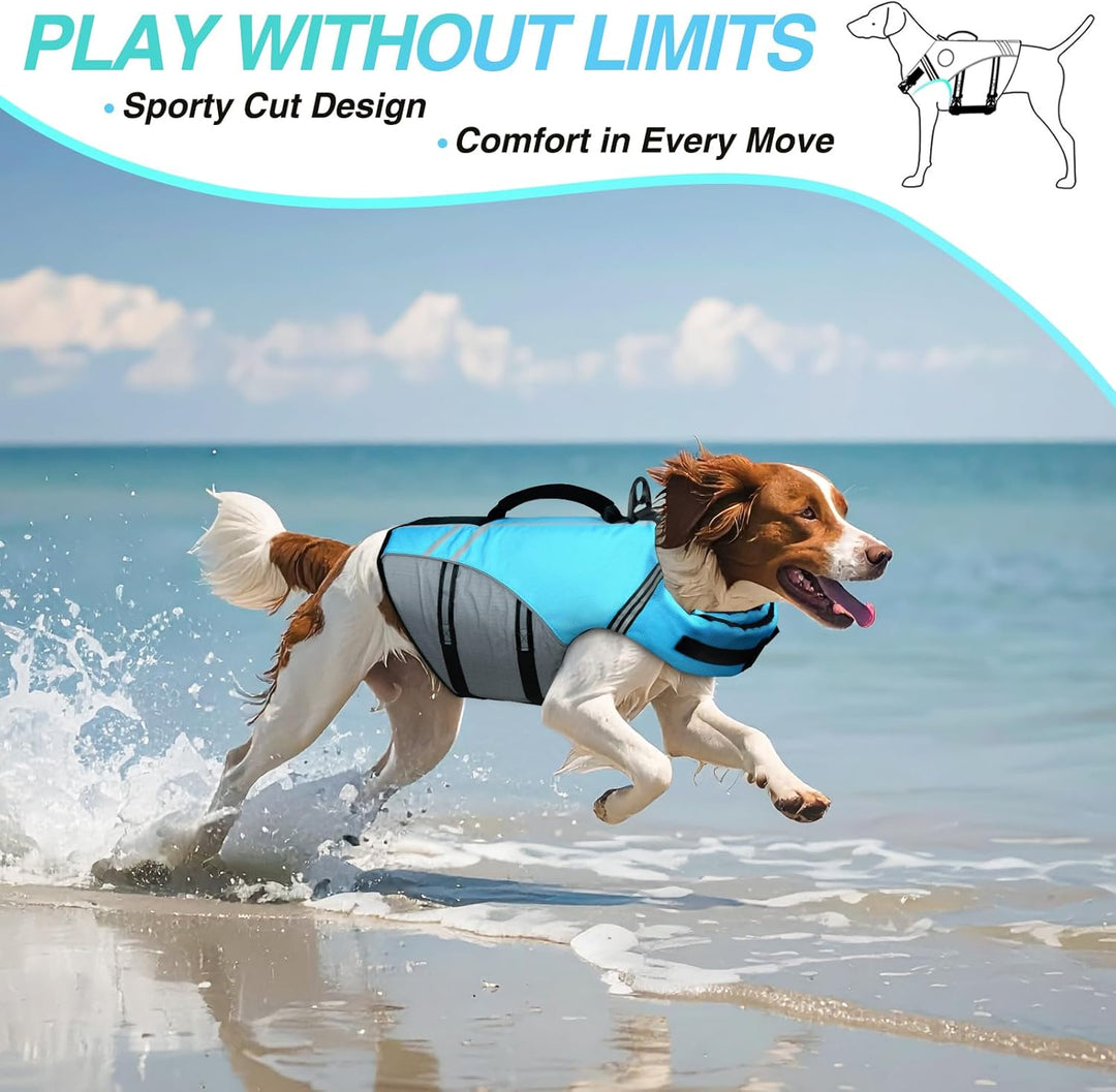 VIVAGLORY Sports Style Hundeschwimmweste, Rettungswesten Für Hunde Bootfahren, Auftrieb & Schwimmhil