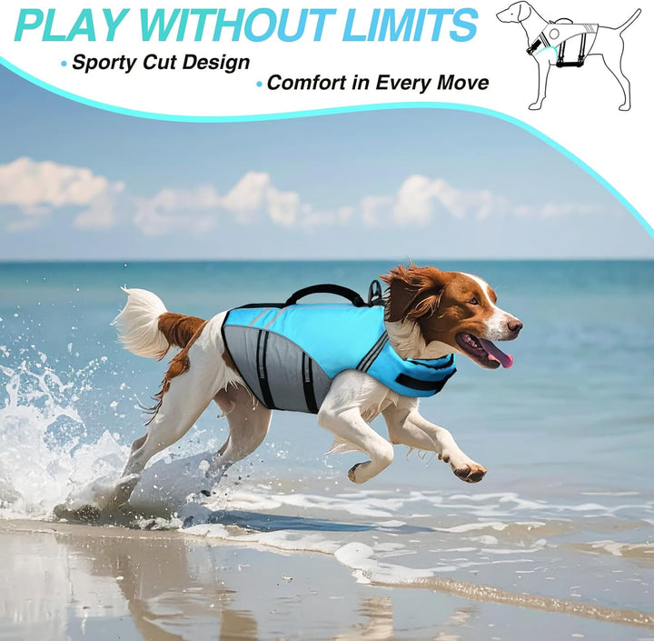 VIVAGLORY Sports Style Hundeschwimmweste, Rettungswesten Für Hunde Bootfahren, Auftrieb & Schwimmhil