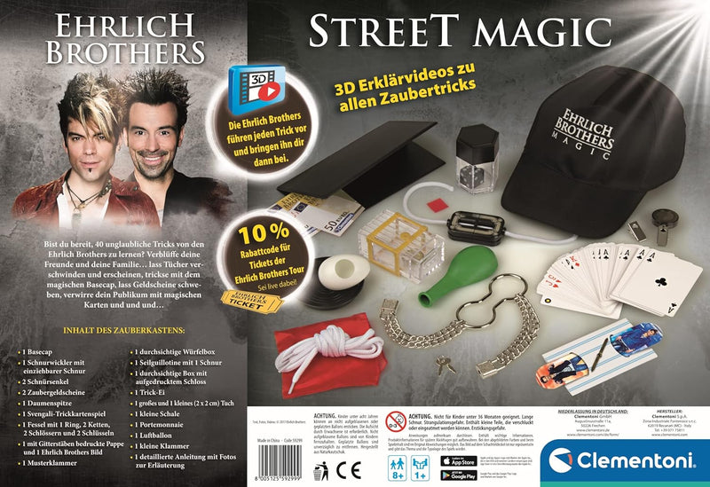 Clementoni 59299 Ehrlich Brothers Street Magic, Zauberkasten für Kinder ab 8 Jahren, magisches Equip