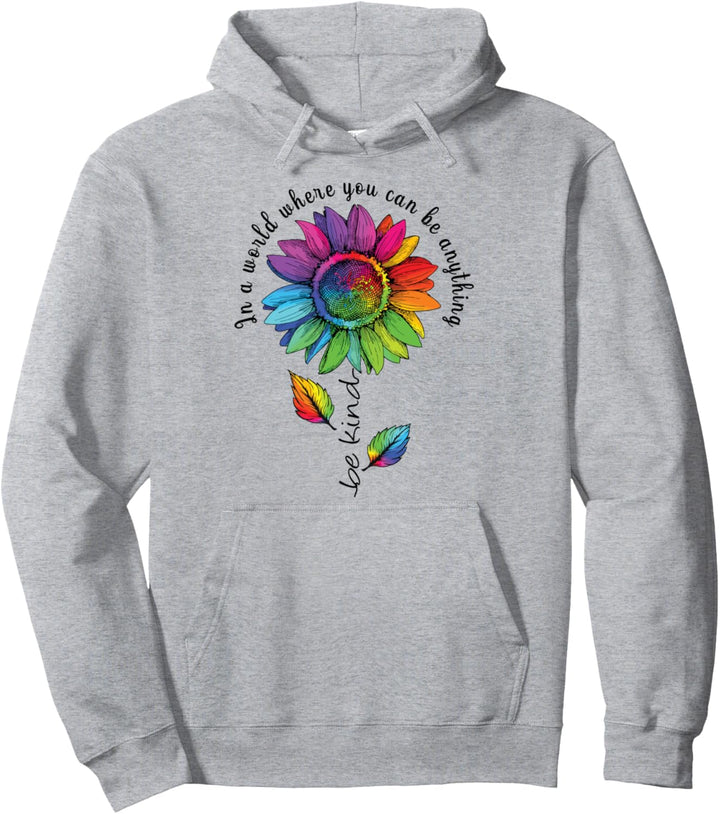 LGBTQ Regenbogen Sonnenblume Be Kind Gay Love Pride Blume Pullover Hoodie