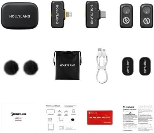 HOLLYLAND LARK A1 Combo Space Grau, USB-C-Empfänger + Lightning-Empfänger + Ladebox, kabelloses Mikr