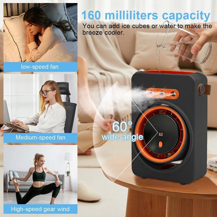 Mobile Klimageräte Mini Luftkühler, Mini Ventilator USB,Luftkühler mit Verdunstungskühlung mit 5 Ges