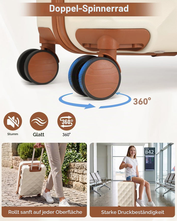 Sea choice Handgepäck Koffer Trolley ABS Leicht Reisekoffer Hardschale 4 Rollen und TSA Schloss Mit
