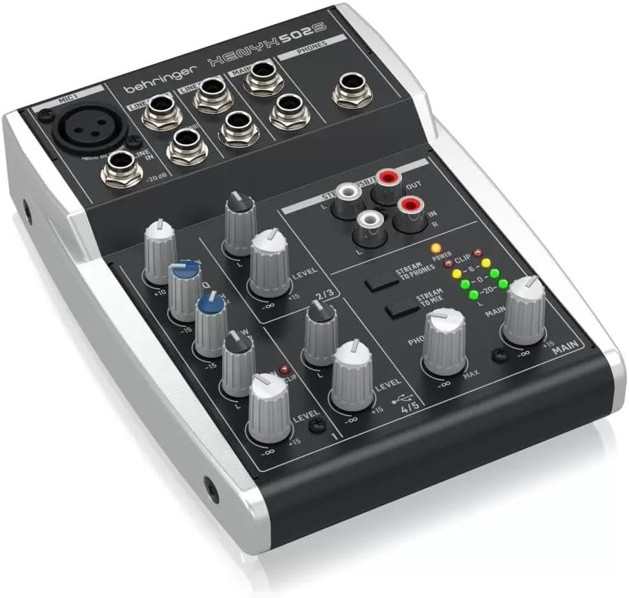 Behringer XENYX 502S Premium-Analogmixer mit 5 Eingängen und USB-Streaming-Schnittstelle