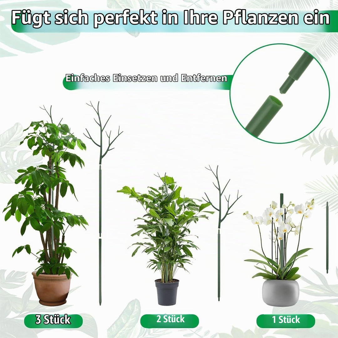 6Pcs Rankhilfe Pflanzenstütze für Zimmerpflanzen, Abnehmbare Pflanzenstäbe Pflanzstabverbinder 100cm