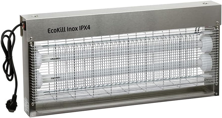 Kerbl 299936 Elektrische Fliegenvernichter Ecokill, Inox IP X 4, 2 x 20 W, 1 Stück (1er Pack), IP X