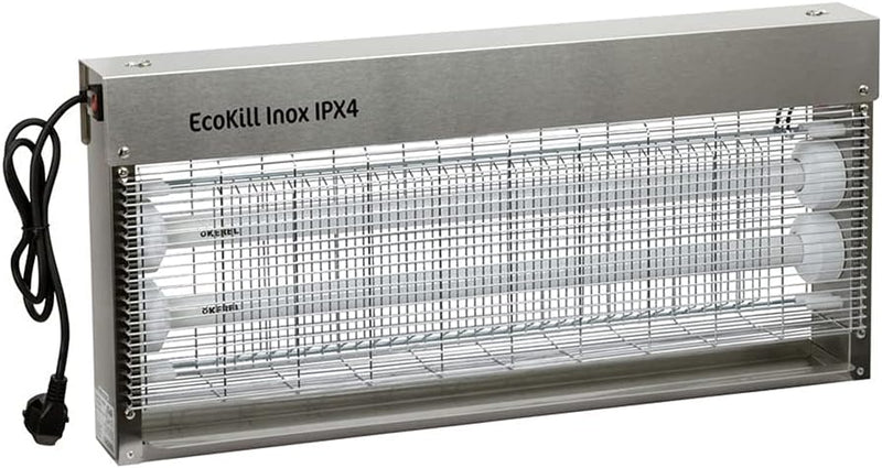 Kerbl 299936 Elektrische Fliegenvernichter Ecokill, Inox IP X 4, 2 x 20 W, 1 Stück (1er Pack), IP X
