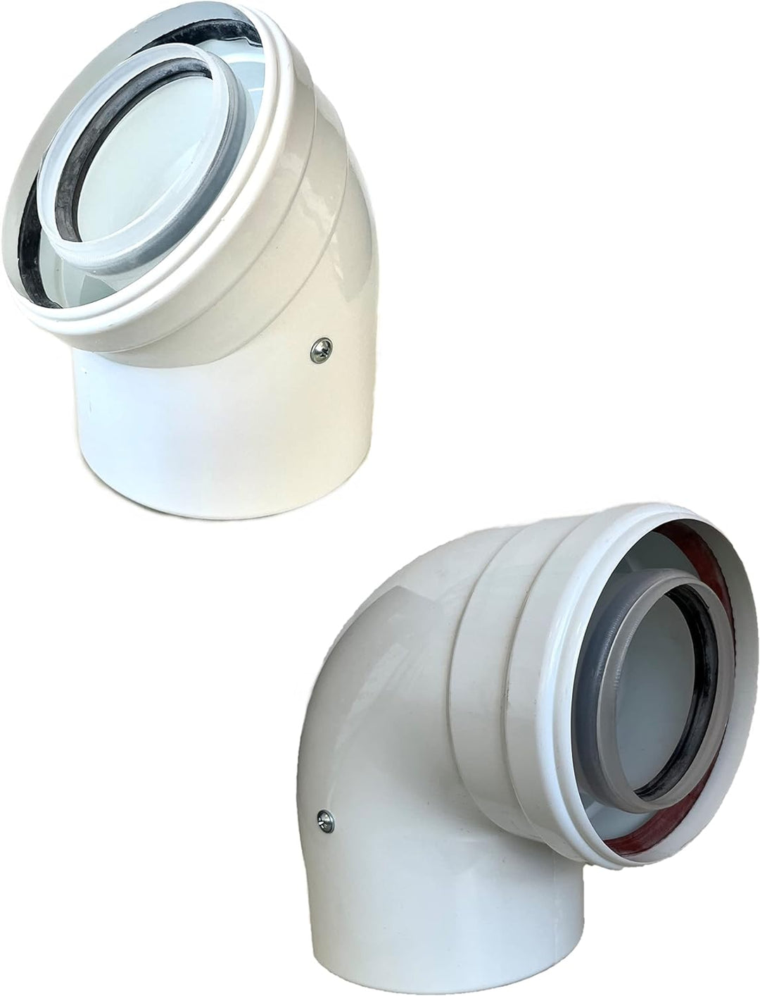 45° Konzentrisches Luft/Abgasbogen Ø 80/125 mm, Innen Kunststoff PP/Aussenrohr Kunststoff PP. DN 80/