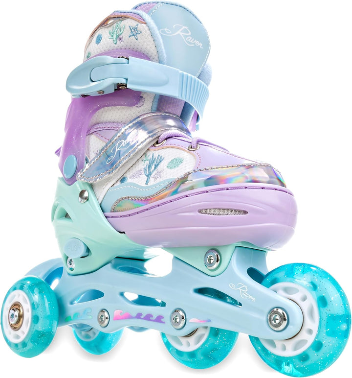 3in1 Inline Skates Inliner/Triskates/Rollschuhe Raven Lia/Loret verstellbar mit LED Leuchtrad 30-33