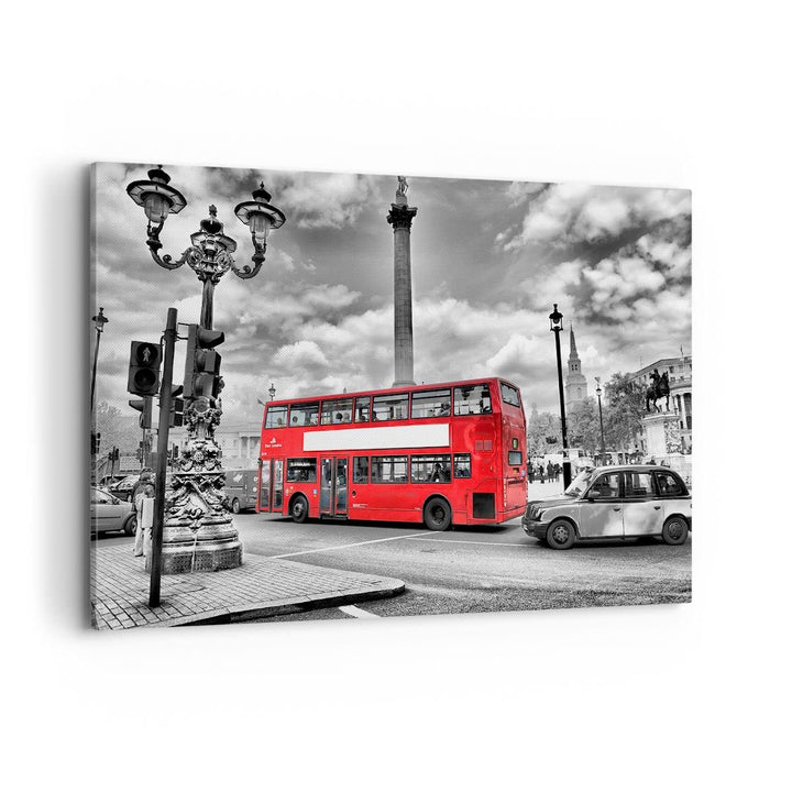 Bilder auf Leinwand 100x70cm Leinwandbild Trafalgar Platz Taxi London Gross Wanddeko Bild Schlafzimm
