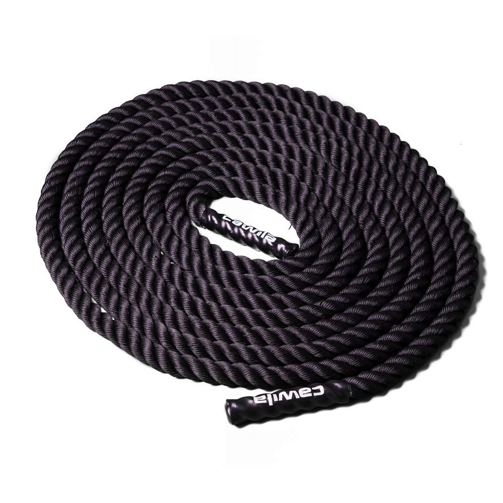 Cawila Gym Rope Traininsseil für Kraft & Ausdauer, 12 oder 15 Meter Länge, Battlerope Schwarz 12 m,
