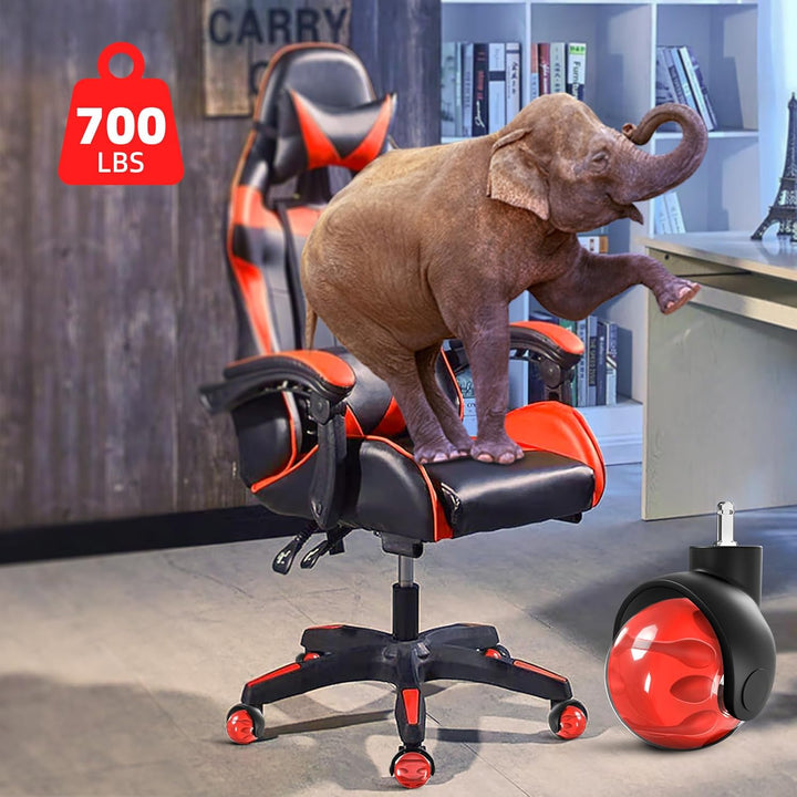 Sytopia Bürostuhl Rollen 5er Set in Rot, Rollen für Bürostühle 11 x 22 mm für Teppichböden, Hartbode