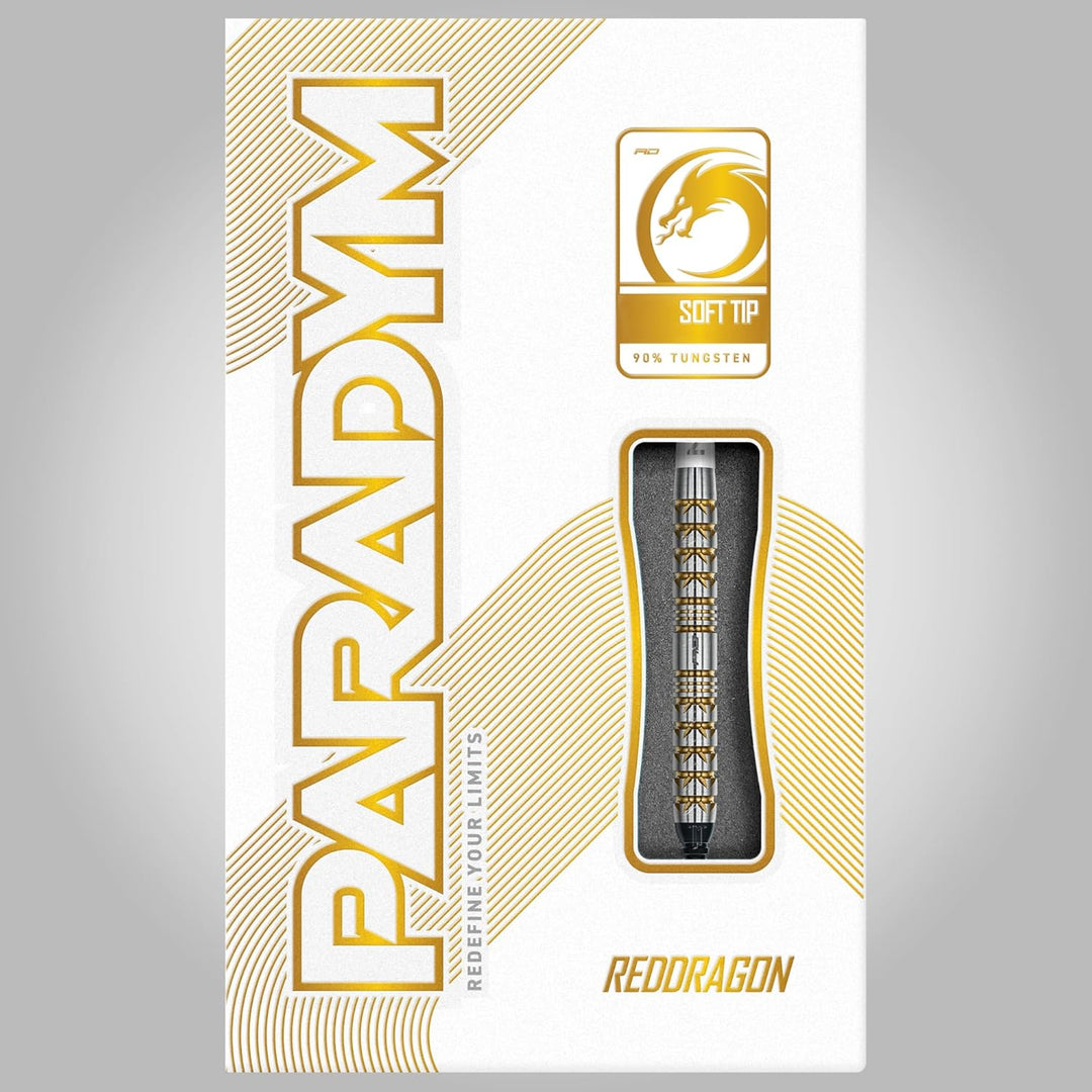 RED DRAGON Darts - Paradym Gold Serie Dart Pfeile - 90% Tungsten Profi Dartpfeile - Beinhaltet Dartf