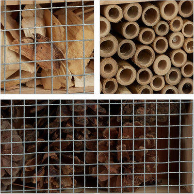 Relaxdays Insektenhotel Zum Aufhängen, Bienenhotel, Schmetterlingshaus, Geflämmtes Holz, HBT: 31 x 3