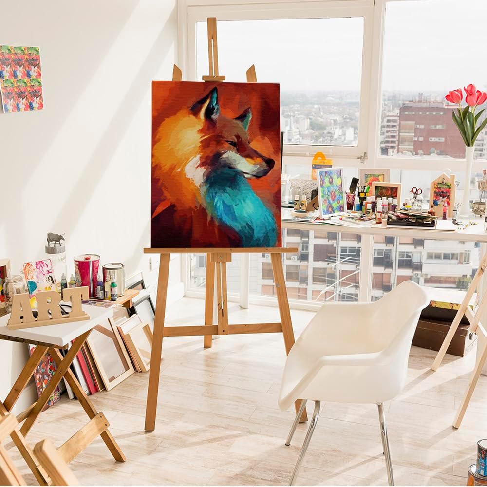 Artnapi Malen nach Zahlen Erwachsene mit Rahmen | DIY Handgemalt | Abstrakter Fuchs in vielen Farben