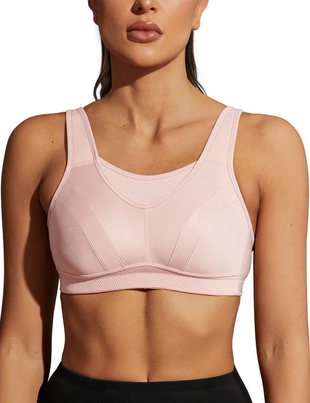 Wingslove Damen Sport BH ohne Bügel Nicht Gepolstert High Impact Bustier Halt Joggen BH 75C Rosa, 75