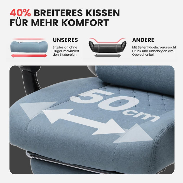 GTPLAYER Gaming Stuhl Stoff, Gaming Sessel mit Taschenfederkissen, ergonomischer Drehstuhl, Gamer St
