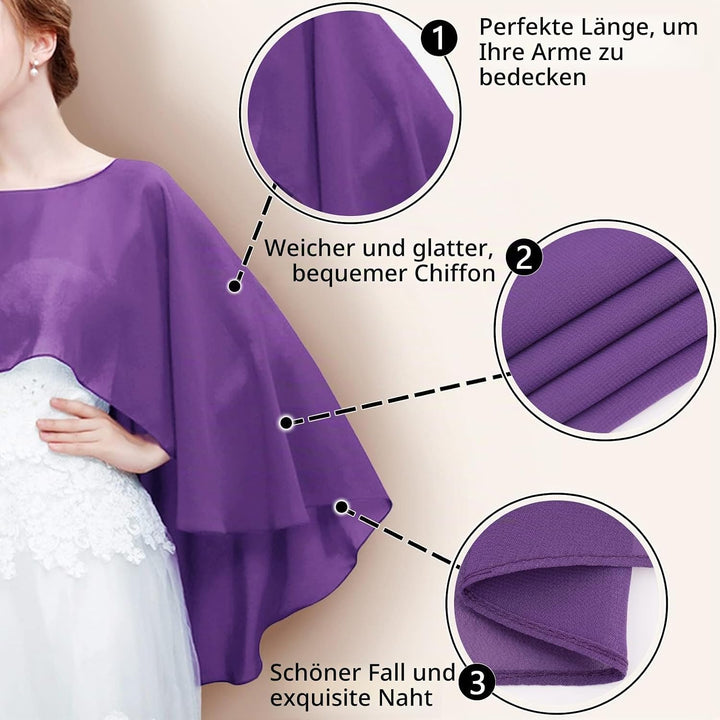 Ladiery Sheer Chiffon Capes Weiche Capelets für Frauen, leichte Tücher und Wraps für Abendpartykleid