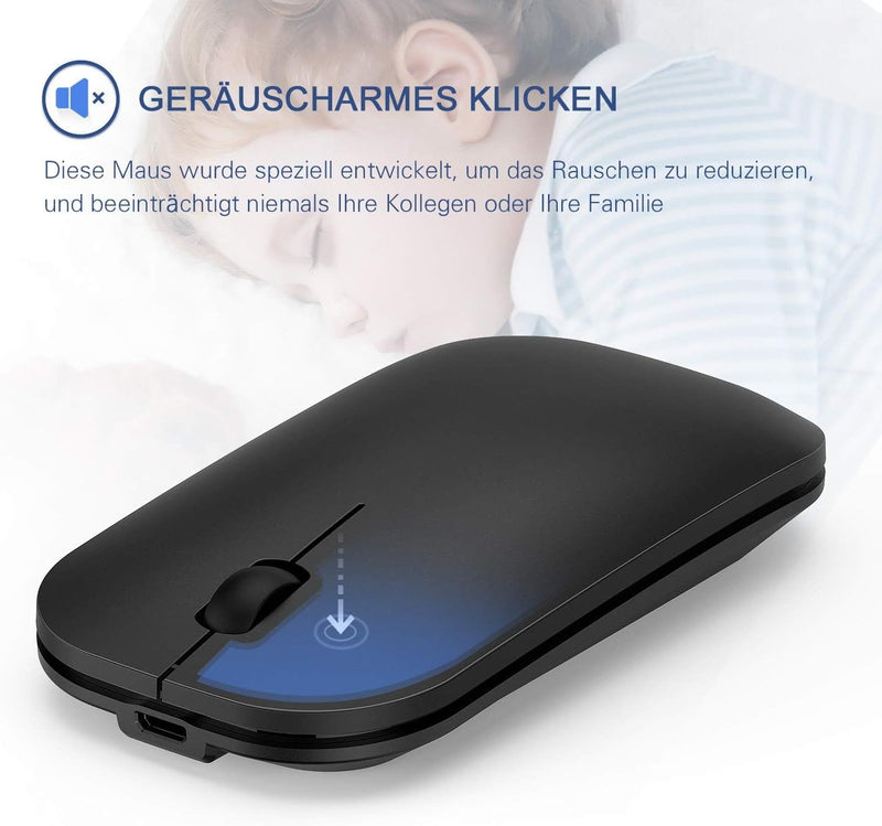 seenda Tastatur Maus Set Kabellos, Wiederaufladbare Aluminium Tastatur mit kompaktes Design, Ultradü