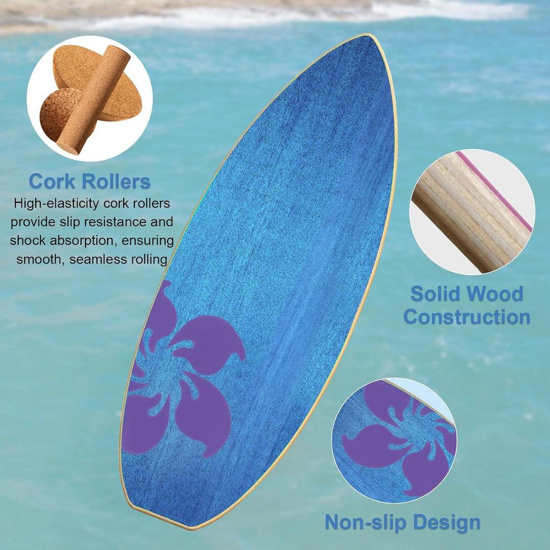 Balance Board Erwachsene Surfing aus 4-in-1 Echtholz Holz Balancebrett Set Trainer Rutschfester Glei