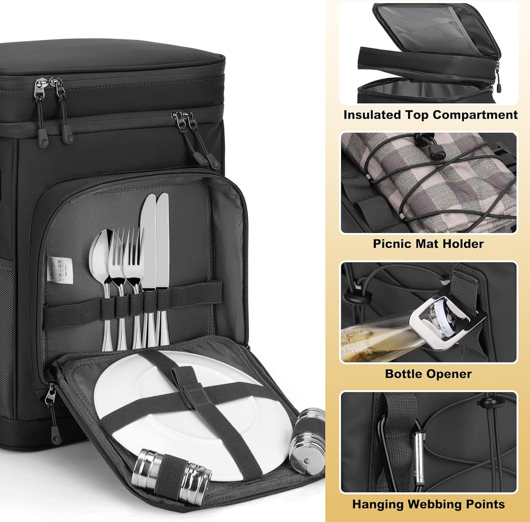 Kühlrucksack, 30L Grosse Thermo Kühltasche Rucksack, Wasserdicht Picknickrucksack Gross für Strand,
