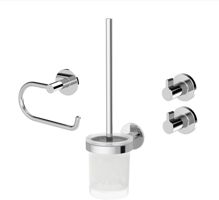 Starter Set VIDA (2 Haken, WC-Papierhalter ohne Deckel, WC-Bürstenset), Chrom, desinged by Lenz 4490