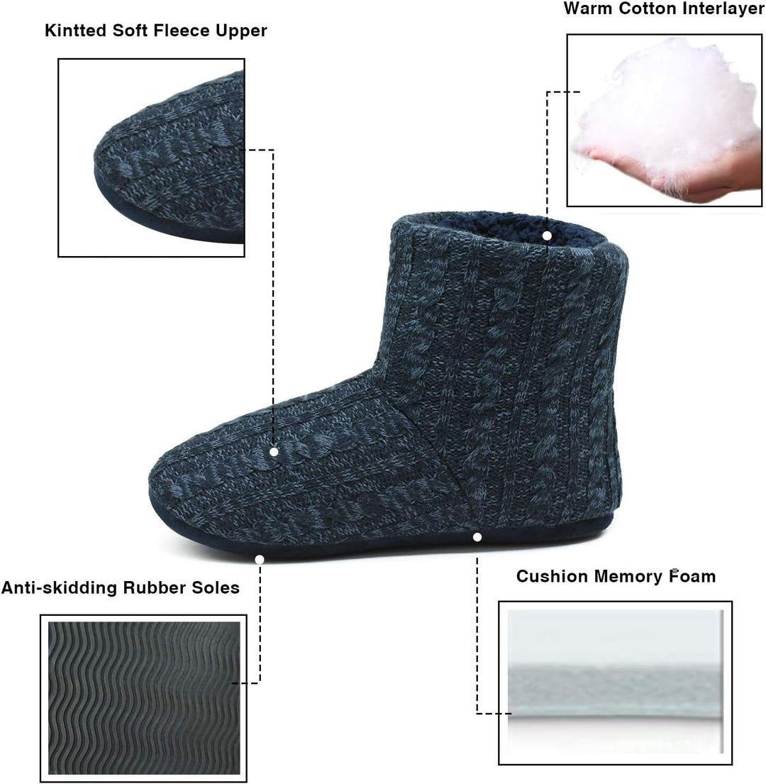 COFACE Herren Hüttenschuhe Lammfell Winter Hausschuhe Warme Plüsch Gefütterte Hausstiefel Männer Hau