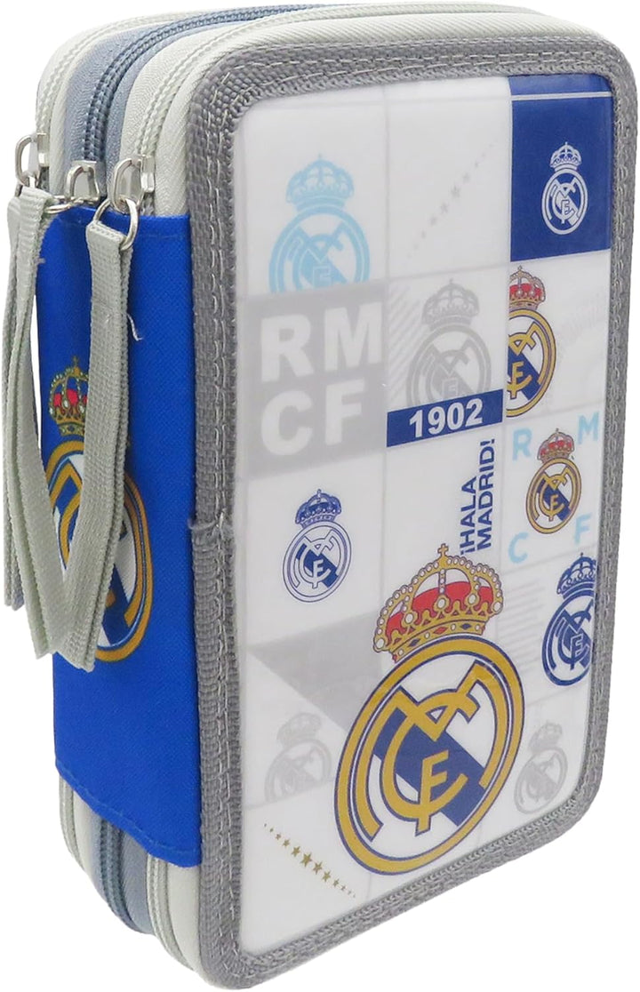 CyP Brands – Real Madrid, Federmäppchen, 3-stöckiges Federmäppchen, Schulbedarf, Mehrfarbig, offizie