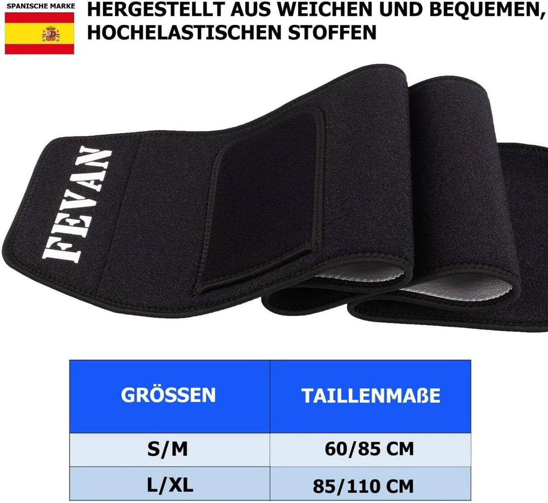 FEVAN Schlankheitsgürtel für Herren, aus Neopren, Schlankheitsgürtel für Damen und Herren, Bauchwegg