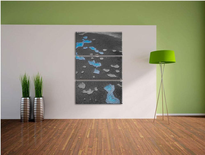 blaue Korallenriffe Australien schwarz/weiss 3-Teiler Leinwandbild 120x80 Bild auf Leinwand, XXL rie