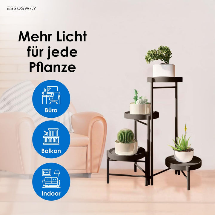 Blumenständer Pflanzenständer - Indoor - Pflanzenregal Blumentreppe Blumenregal Metall - 4 Etagen -