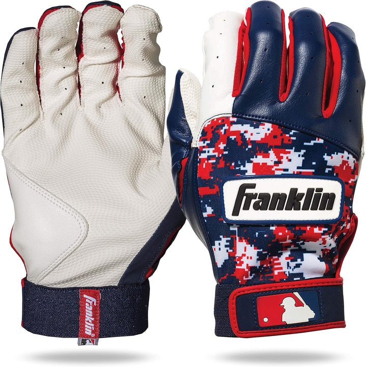 Franklin Sports MLB Digitek Baseball-Schlaghandschuhe Weiss/Marineblau/Rot Erwachsene L, Weiss/Marin