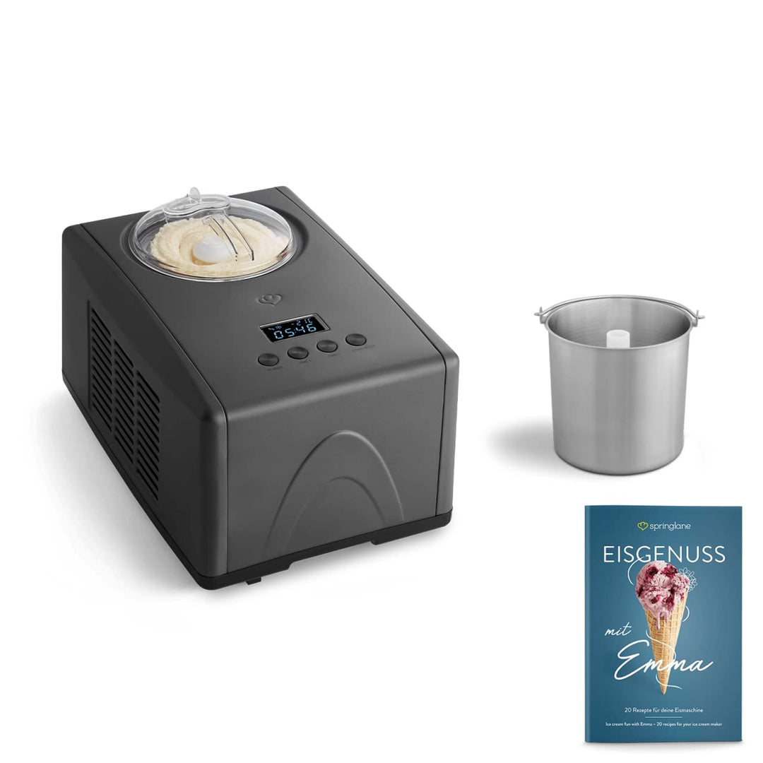 SPRINGLANE Eismaschine Emma 1,5 L mit selbstkühlendem Kompressor 150 W, Eiscrememaschine aus Edelsta