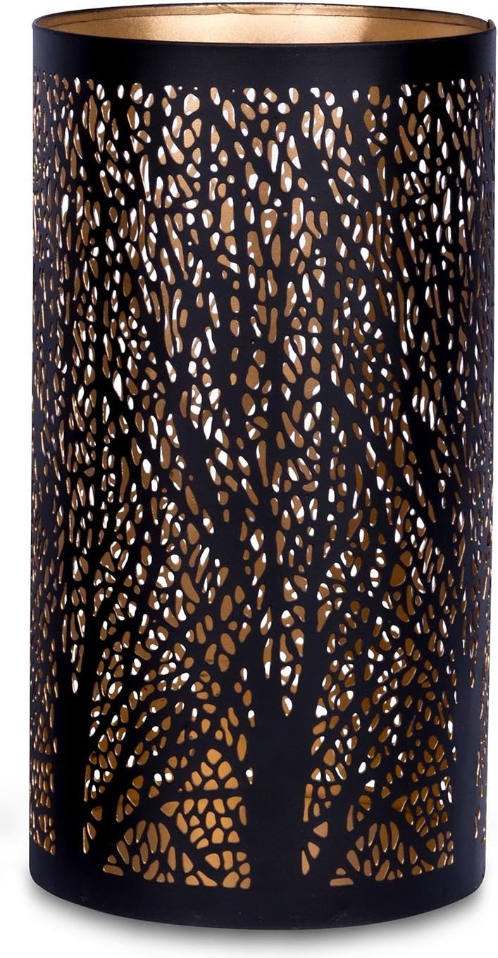 3er Set Windlichter Metall Schwarz Gold Kerzenhalter Deko Laterne Design