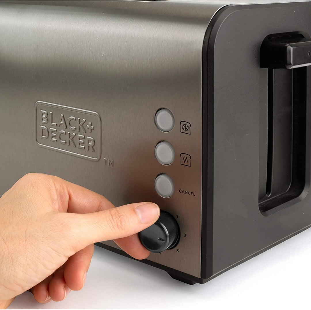 Black+Decker ES9600090B BXTOA900E Toaster, 900, Edelstahl, Grau, Mit zwei Sandwichzangen 2 extra bre