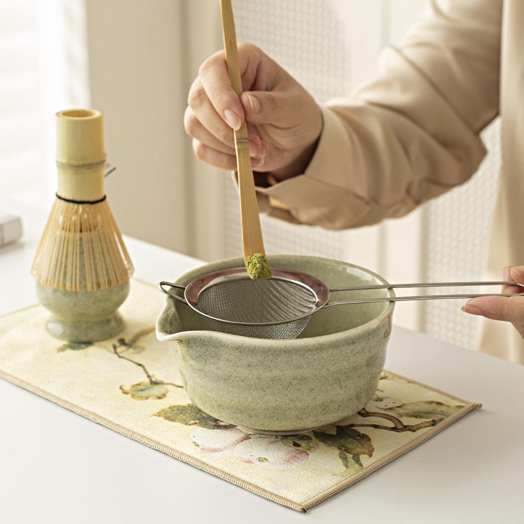 Matcha Set, Traditionelles Matcha Tee Zeremonie Set, 7 Teile - Inklusive Matcha Schale mit Ausguss,
