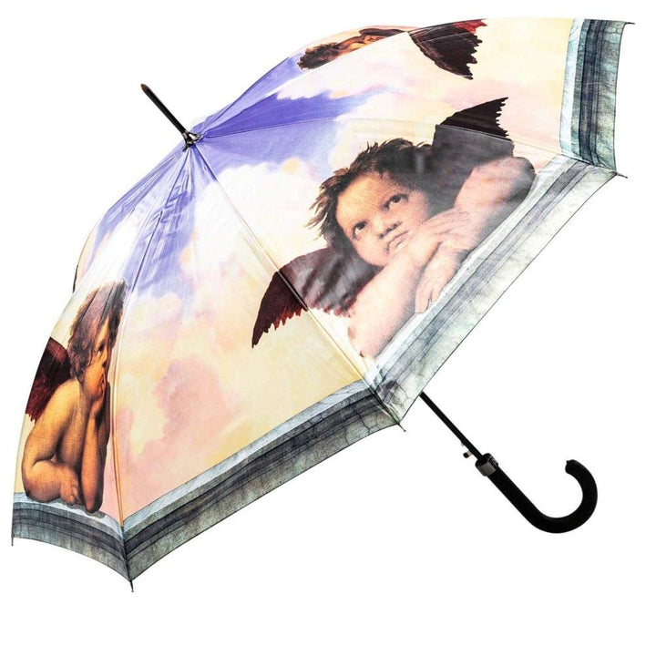 LUCKYWEATHER Regenschirm Stockschirm Damen/Herren Motiv Raffael Engel Auf-Automatik I Stockregenschi