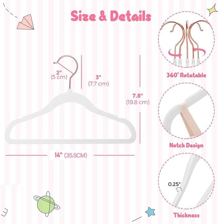 HOUSE DAY Kleiderbügel Kinder 60x Kinderkleiderbügel Samt Kinderbügel Kleiderbügel Samt Weiss Kinder
