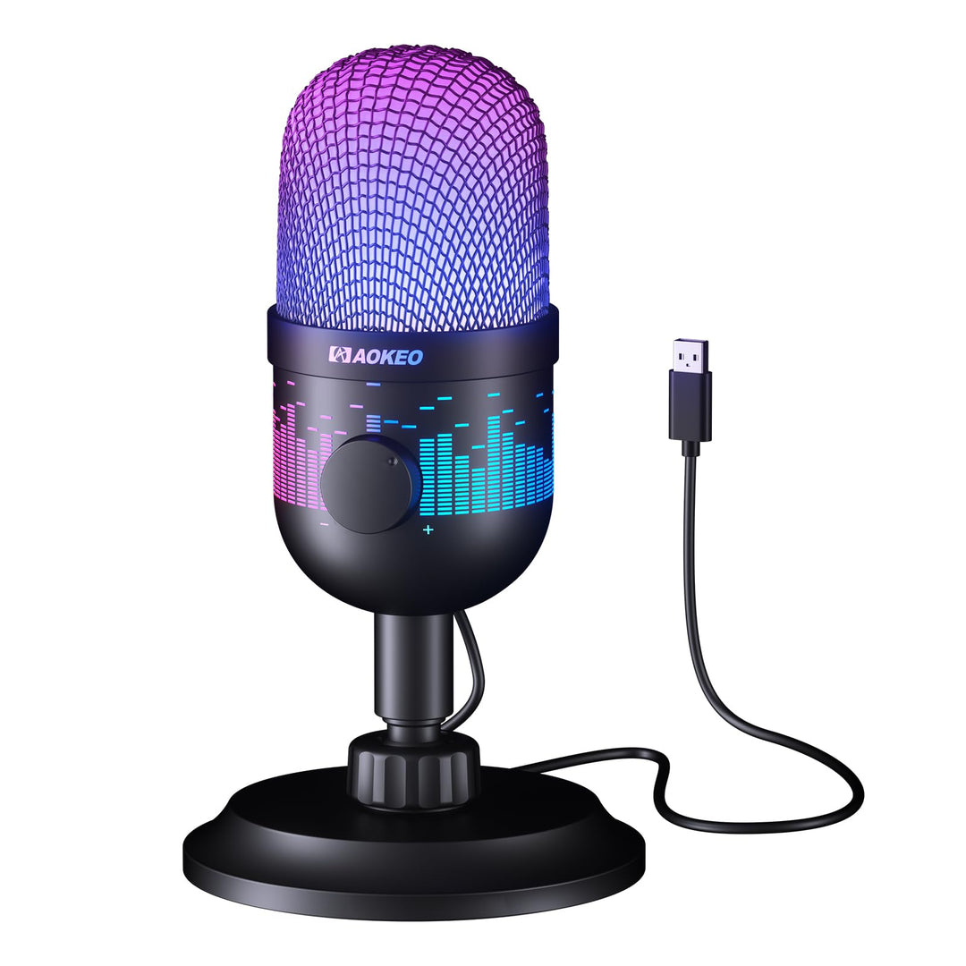 aokeo Gaming Mikrofon, USB Computer Mikrofon für PC, Mac, PS4/5, Kondensator Podcast Mic für Studioa